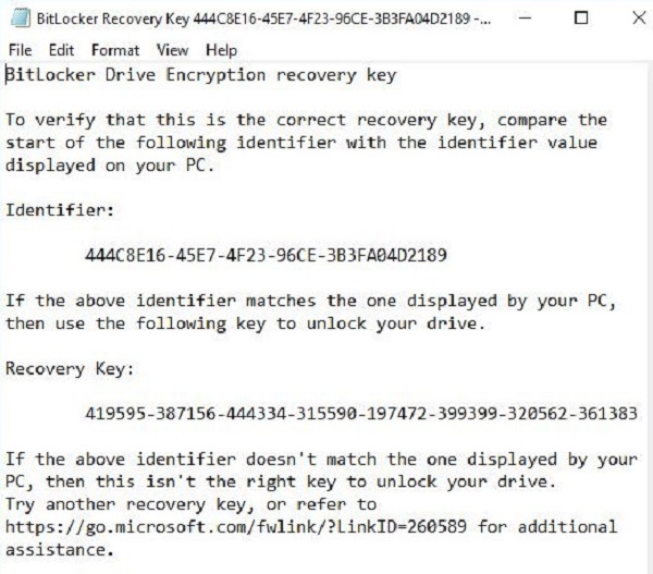 how to use the bitlocker recovery key windows 10